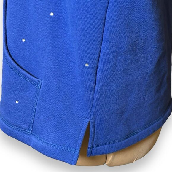 QUACKER FACTORY QVC Size Small Blue Cotton Fleece Rhinestone Hoodie Jacket - Picture 8 of 11